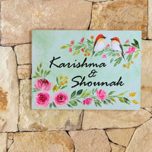 Load image into Gallery viewer, Handpainted Customized Name Plate - Two Perching Birds Floral - rangreli

