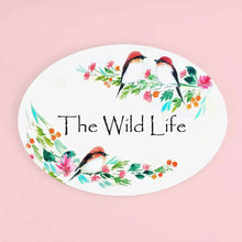 Load image into Gallery viewer, Customized Name Plate - Three Perching Birds Floral - rangreliart
