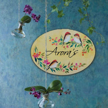 Load image into Gallery viewer, Handpainted Customized Name Plate - Three Perching Birds Floral
