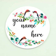Load image into Gallery viewer, Handpainted Customized Name Plate - Three Perching Birds Floral
