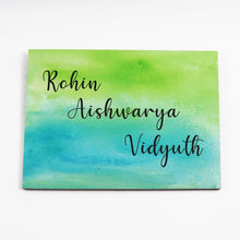 Load image into Gallery viewer, Handpainted Customized Name Plate - Teal and Green Dual Ombre
