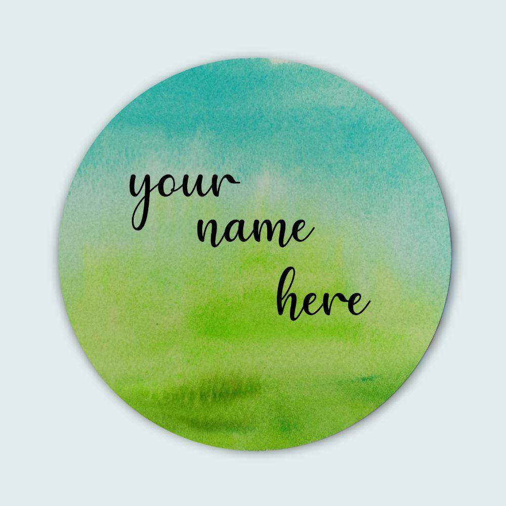 Handpainted Customized Name Plate - Teal and Green Dual Ombre - rangreli