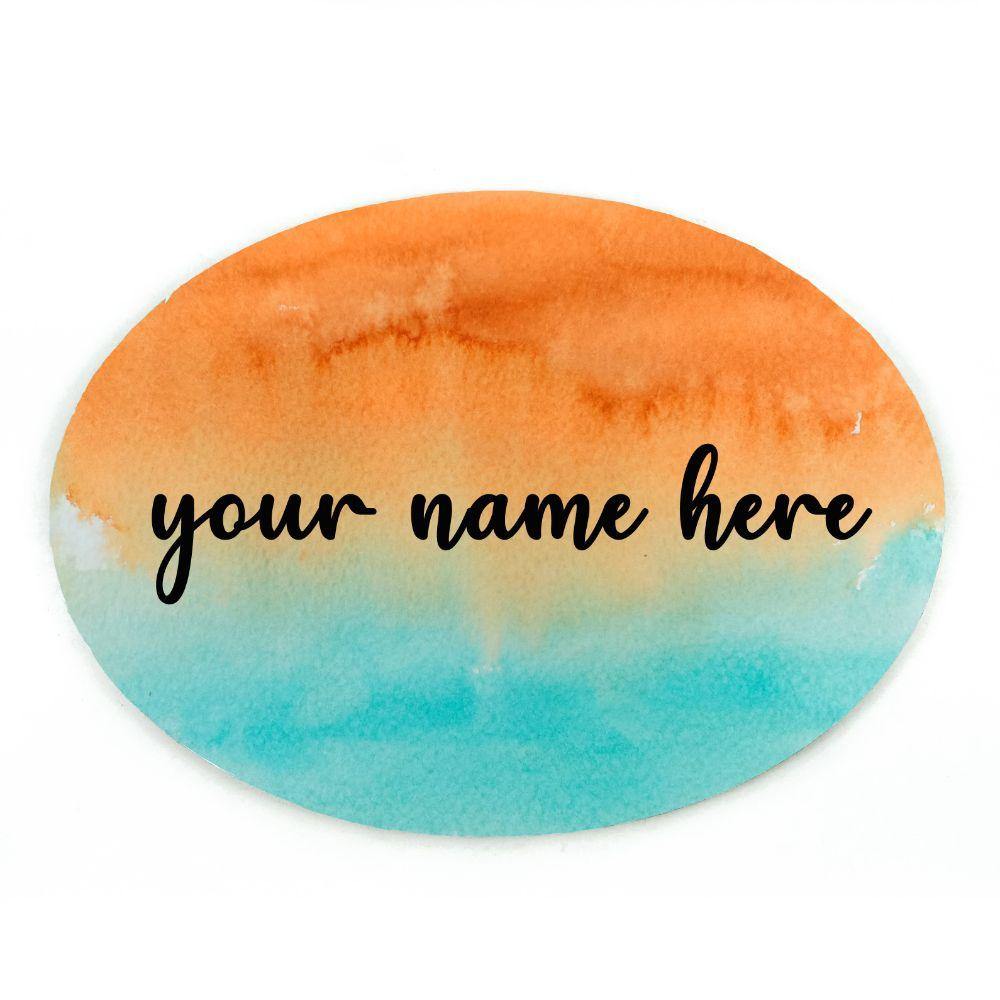 Customized Name Plate - Teal and Orange Dual Ombre - rangreliart