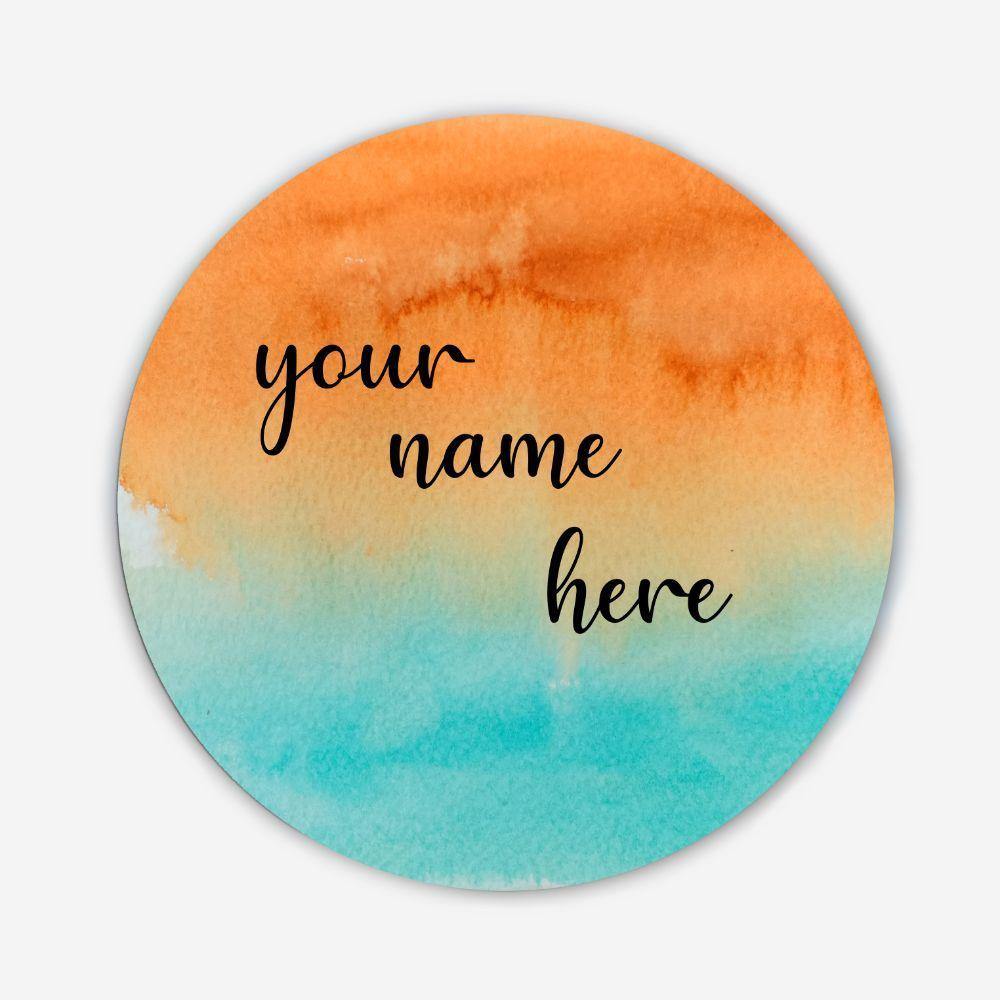 Customized Name Plate - Teal and Orange Dual Ombre - rangreliart