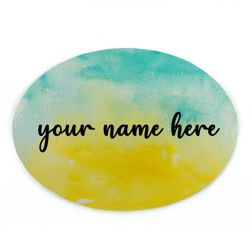 Customized Name Plate - Teal and Yellow Dual Ombre - rangreliart