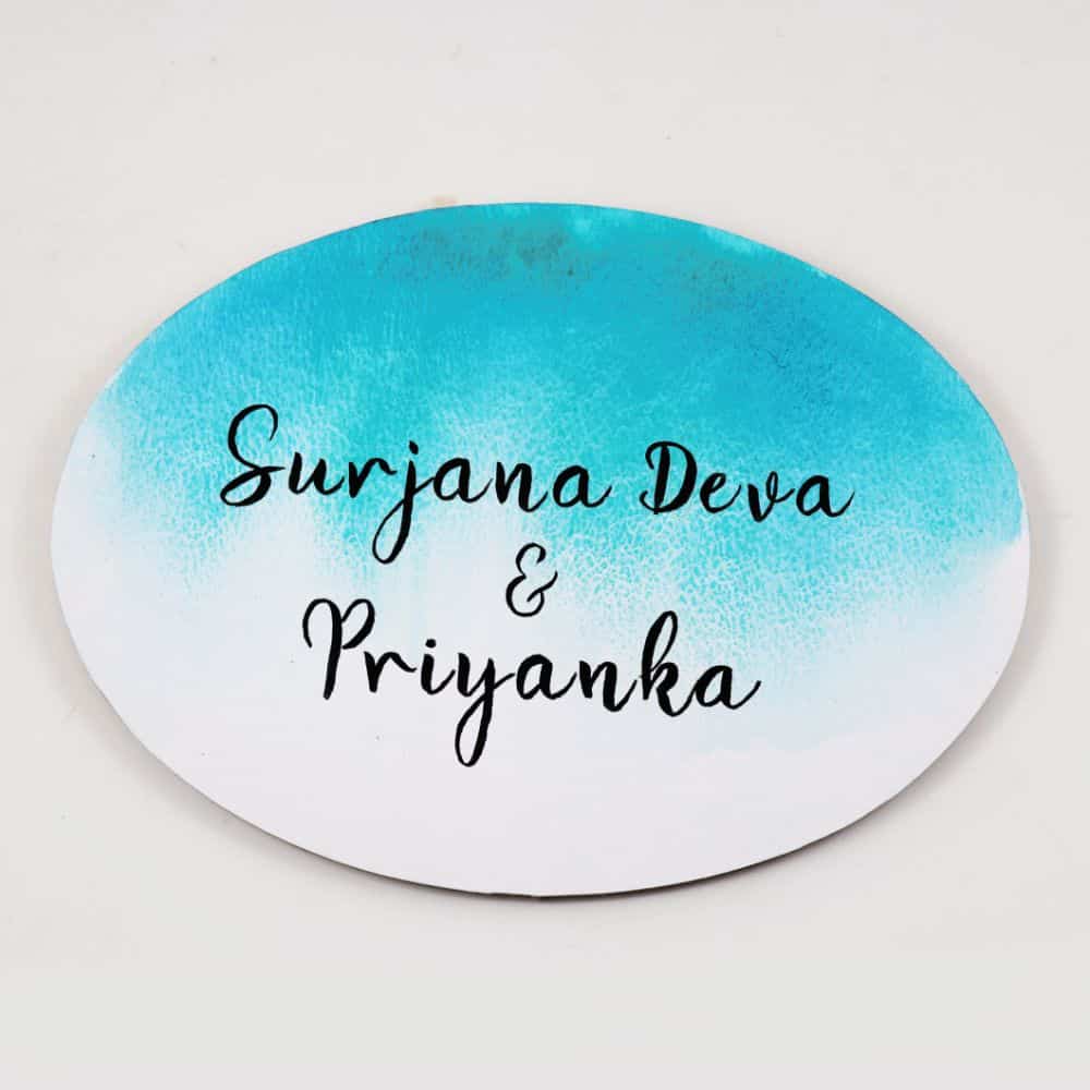 Handpainted Customized Name Plate - Teal Ombre - rangreli