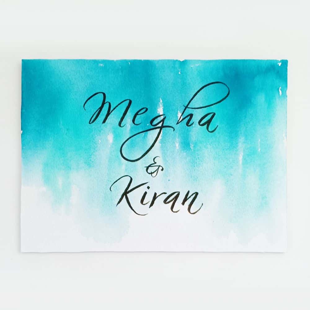 Handpainted Customized Name Plate - Teal Ombre - rangreli