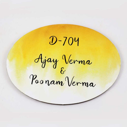 Handpainted Customized Name Plate - Yellow Ombre - rangreli