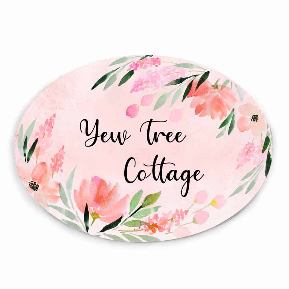 Handpainted Customized Name Plate -  Peach  Corner Name Plate - rangreli