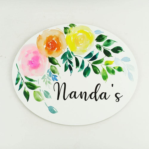 Customized Name Plate - Corner Floral Name plate - rangreliart