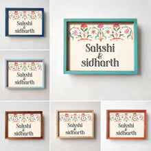 Load image into Gallery viewer, Printed Framed Name plate -  Veli - pink and green
