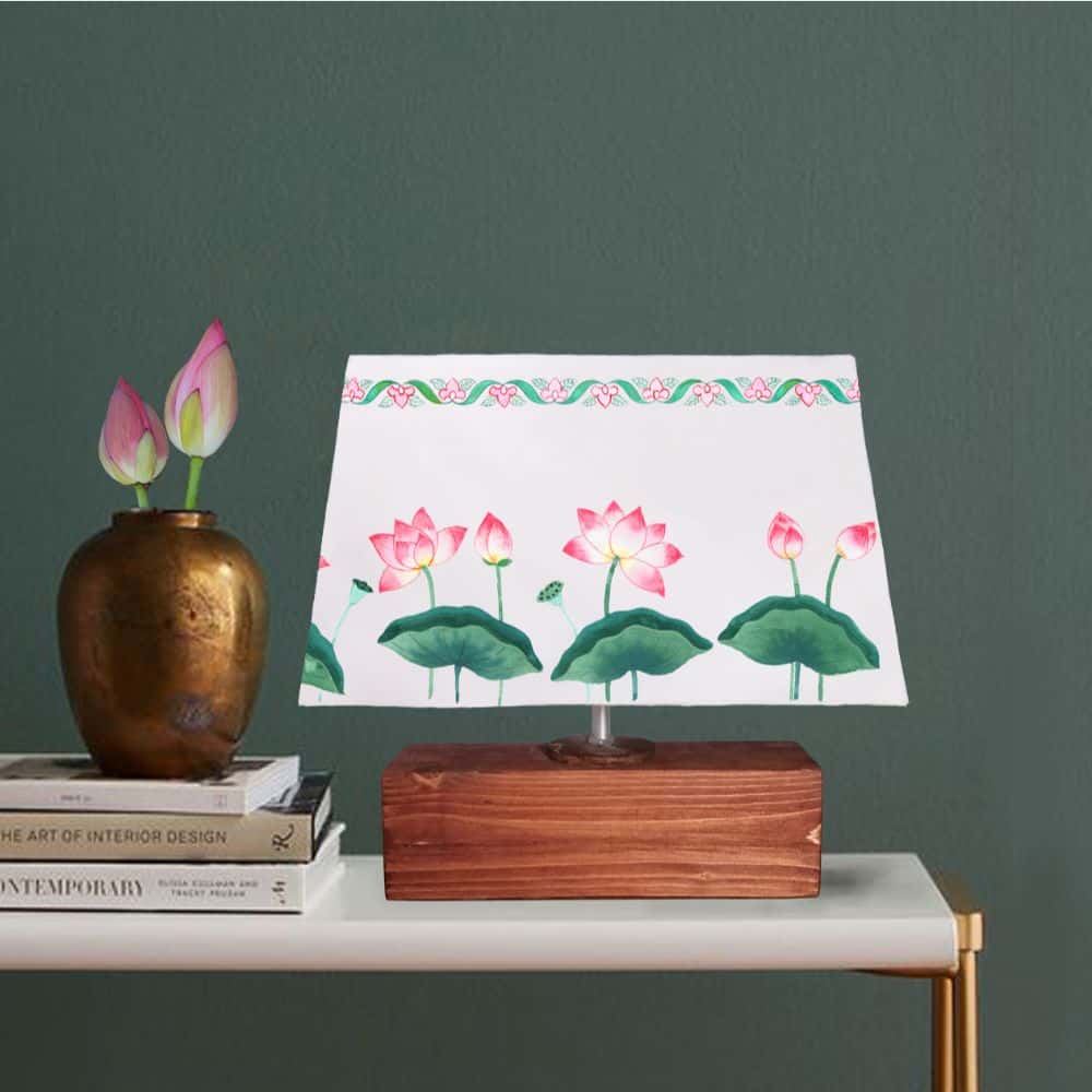 Rectangle Table Lamp - Lotus and buds Lamp
