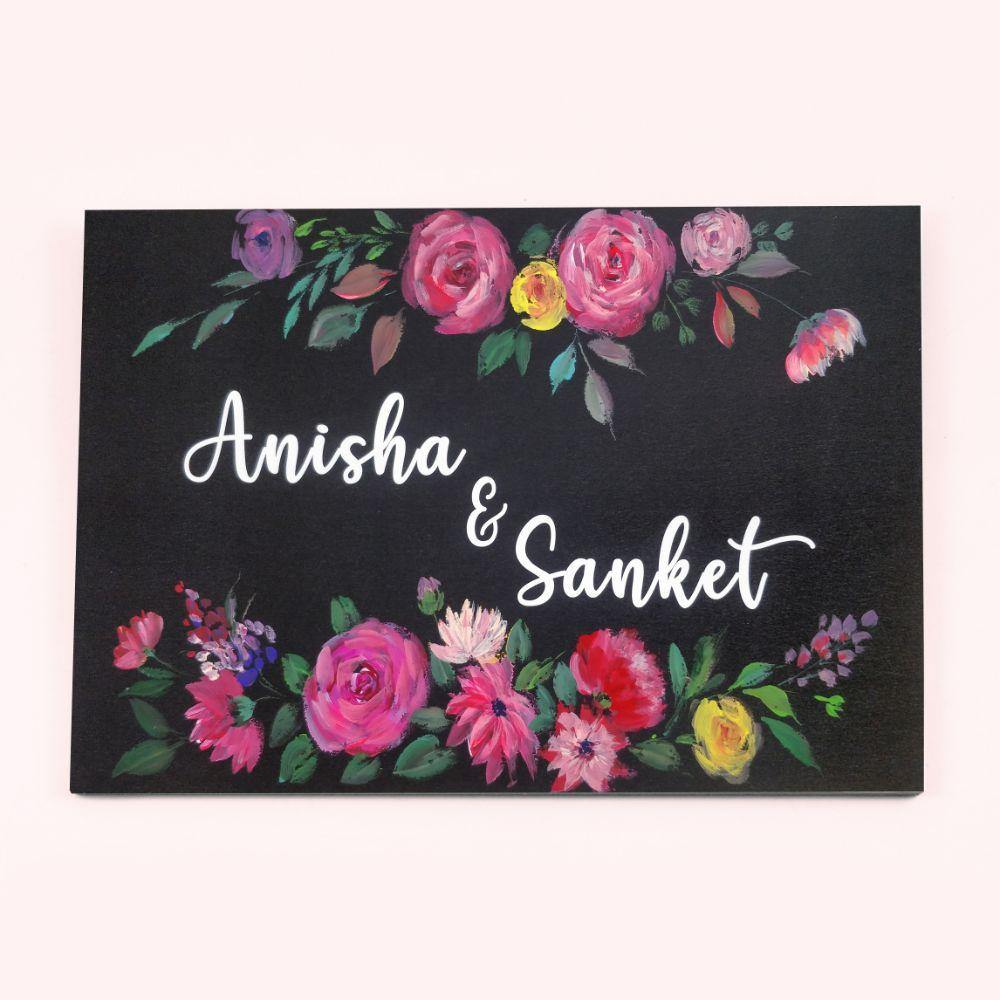 rectangle floral name plates