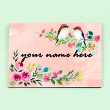 Load image into Gallery viewer, Handpainted Customized Name Plate - Two Perching Birds Floral
