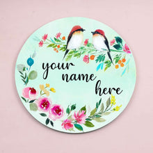 Load image into Gallery viewer, Handpainted Customized Name Plate - Two Perching Birds Floral - rangreli

