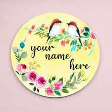 Load image into Gallery viewer, Handpainted Customized Name Plate - Two Perching Birds Floral
