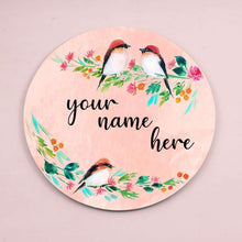 Load image into Gallery viewer, Handpainted Customized Name Plate - Three Perching Birds Floral
