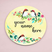 Load image into Gallery viewer, Handpainted Customized Name Plate - Three Perching Birds Floral
