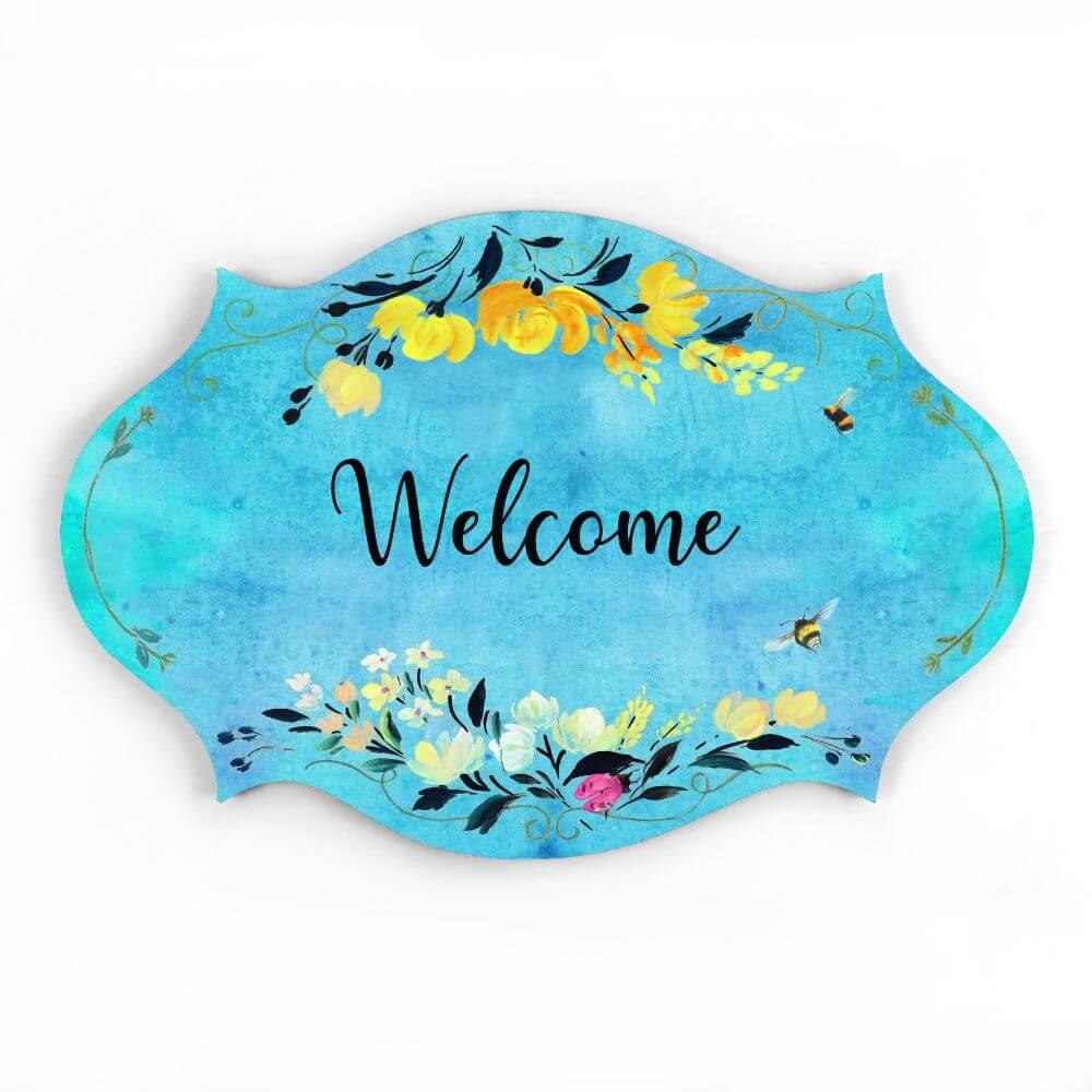 floral hand painted name plate for couples