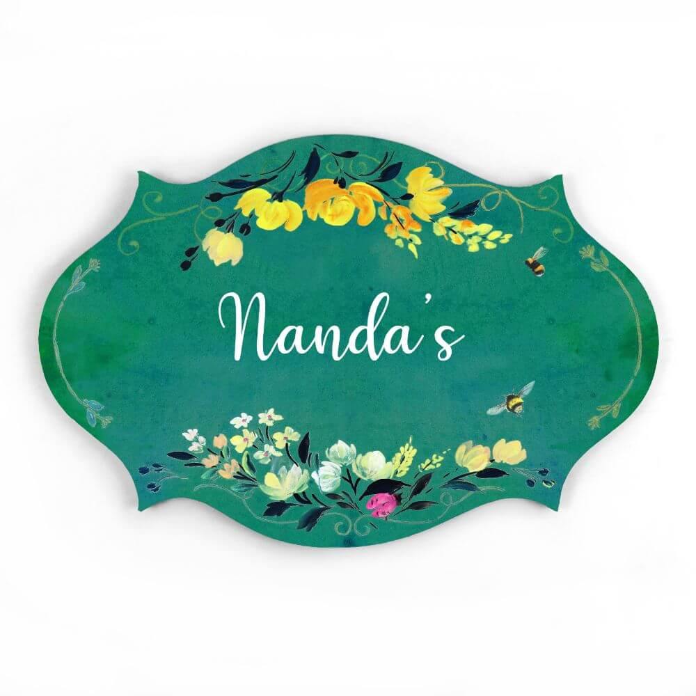 green floral name plate for personalized gifting