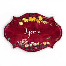 Load image into Gallery viewer, maroon name plate perfect for handmade housewarming gift
