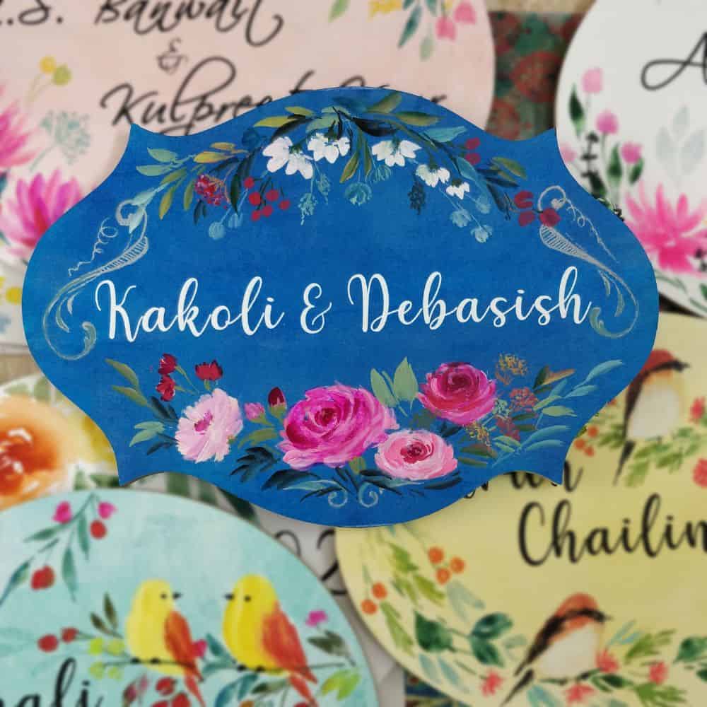 Handpainted Customized Name plate - Victorian Pink Flowers