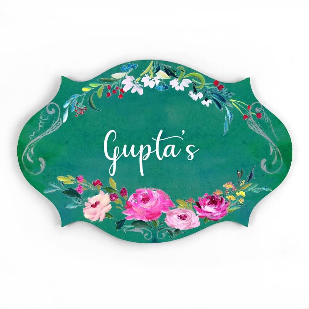 green name plate in victorian style