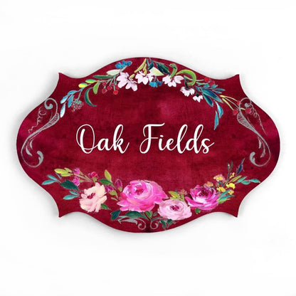 Floral name plate in victorian design