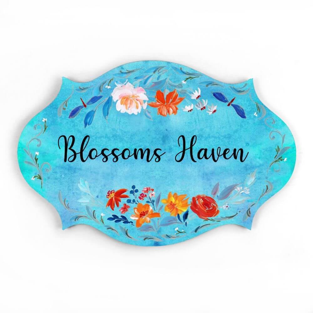 floral name plate customized wooden nameplates