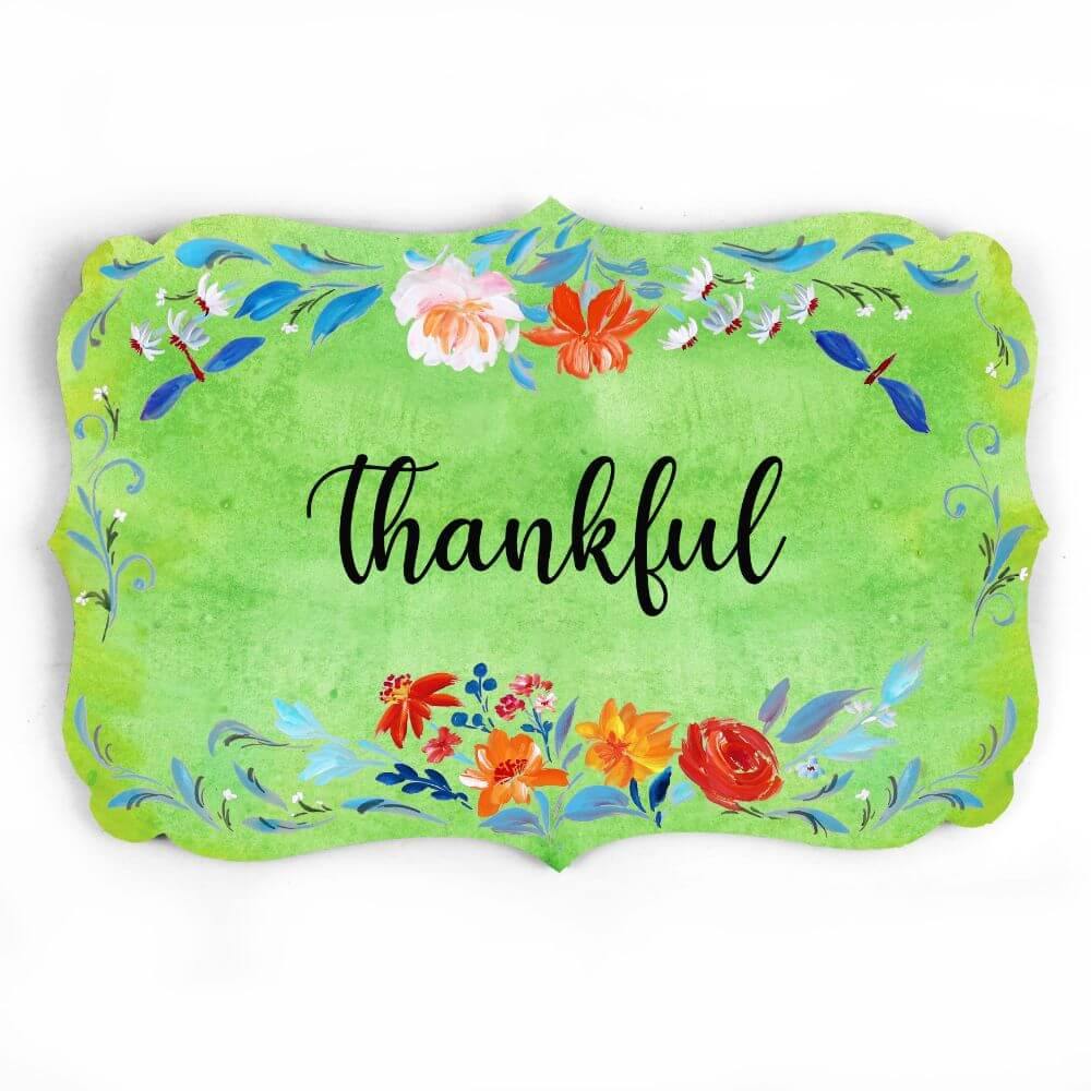 hand painted name plate in floral design