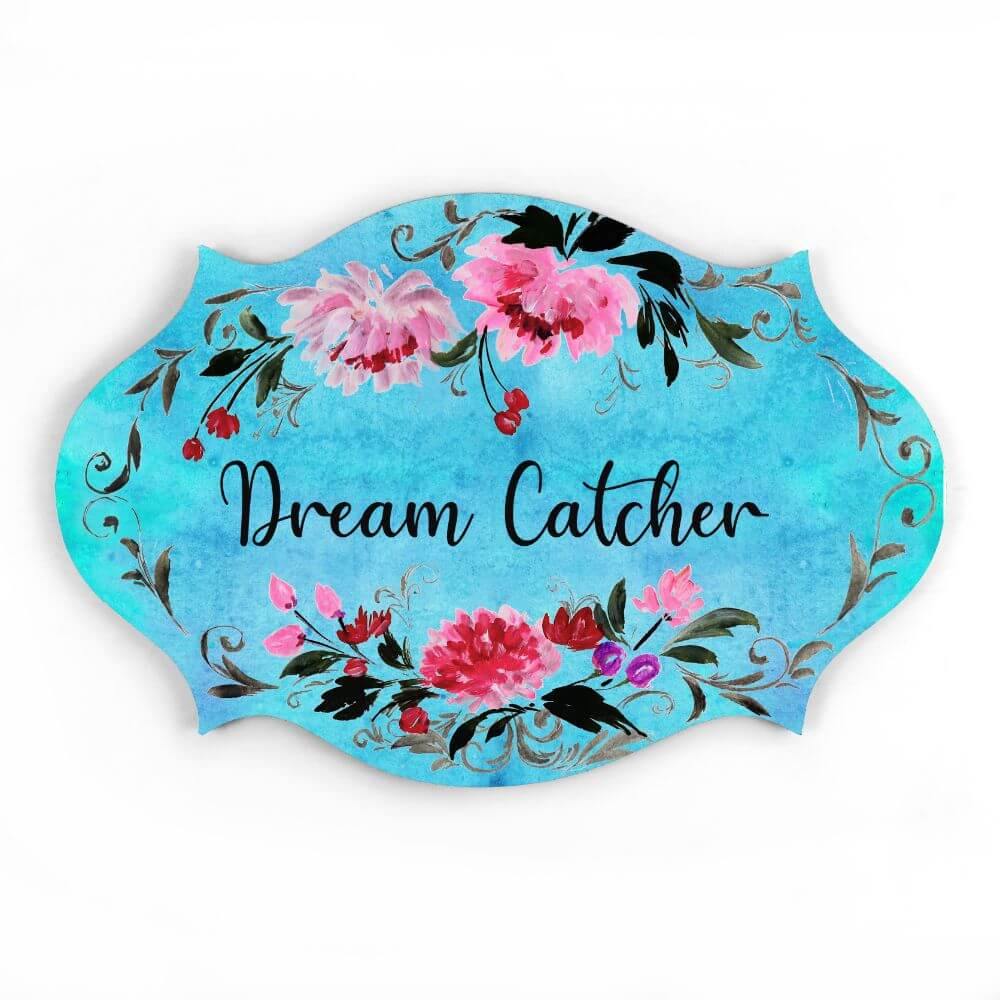 floral hand painted name plate for home decor