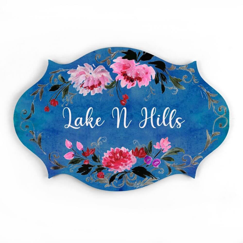 Victorian Floral name plate for home decor
