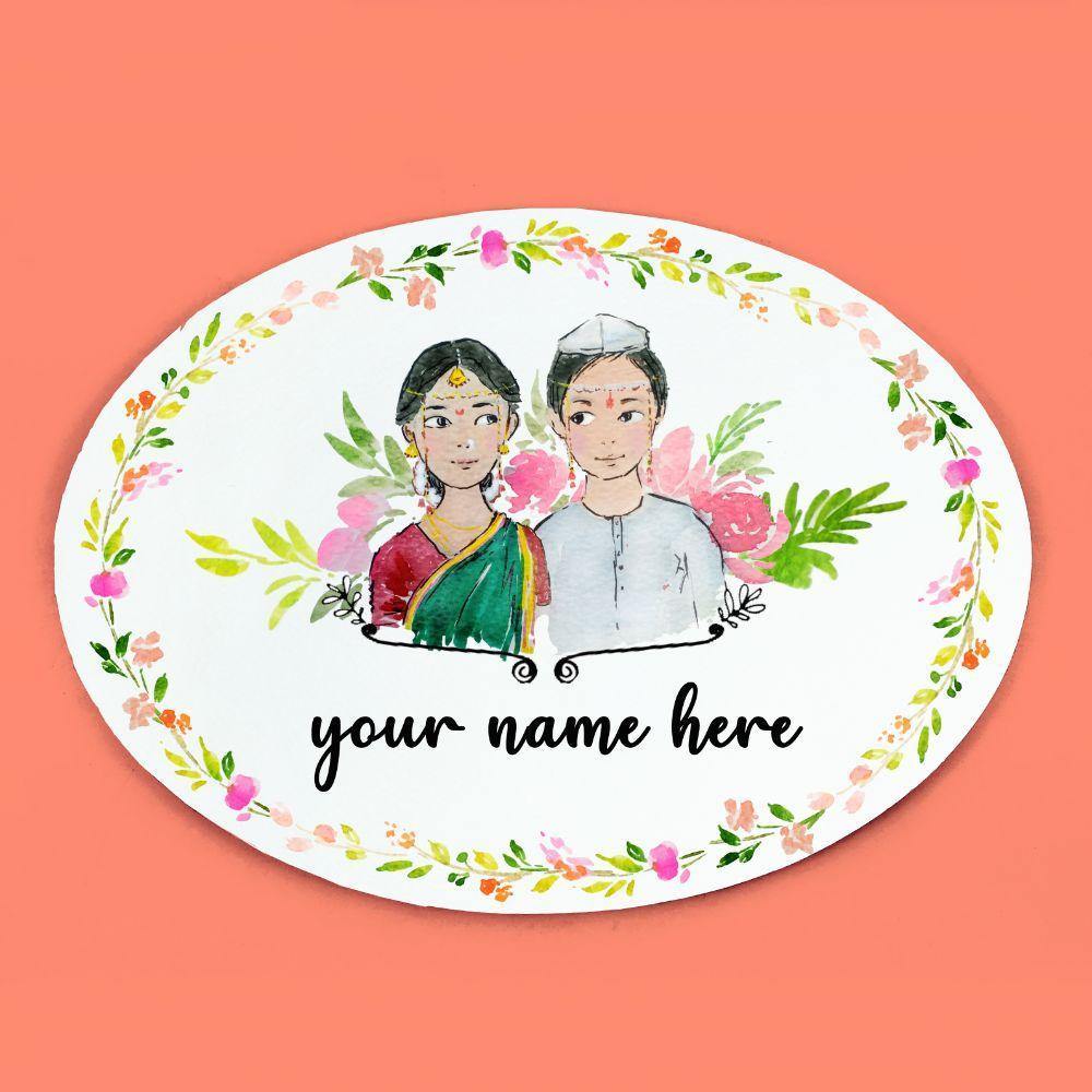 Handpainted Customized Name Plate - Character Couple Name Plate - Rangreli