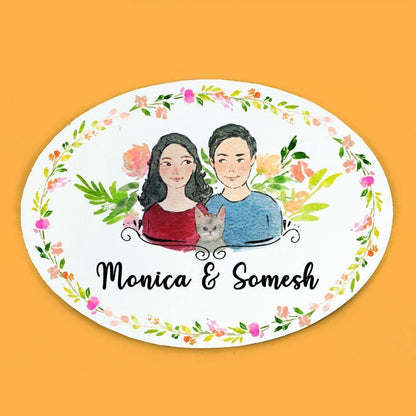 hand painted name plate for couples