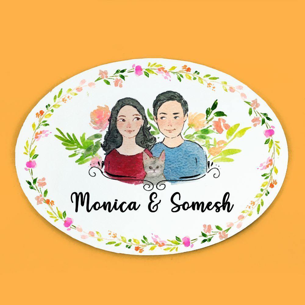 hand painted name plate for couples