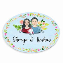 Load image into Gallery viewer, Handpainted Customized Name Plate - Couple with cat Name Plate
