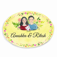 Load image into Gallery viewer, Handpainted Customized Name Plate - Couple with cat Name Plate
