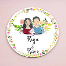 Load image into Gallery viewer, Handpainted Customized Name Plate - Couple with cat Name Plate
