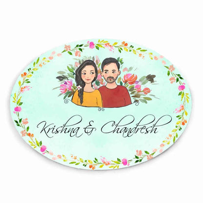 Handpainted Customized Name Plate - Couple together Name Plate - rangreli