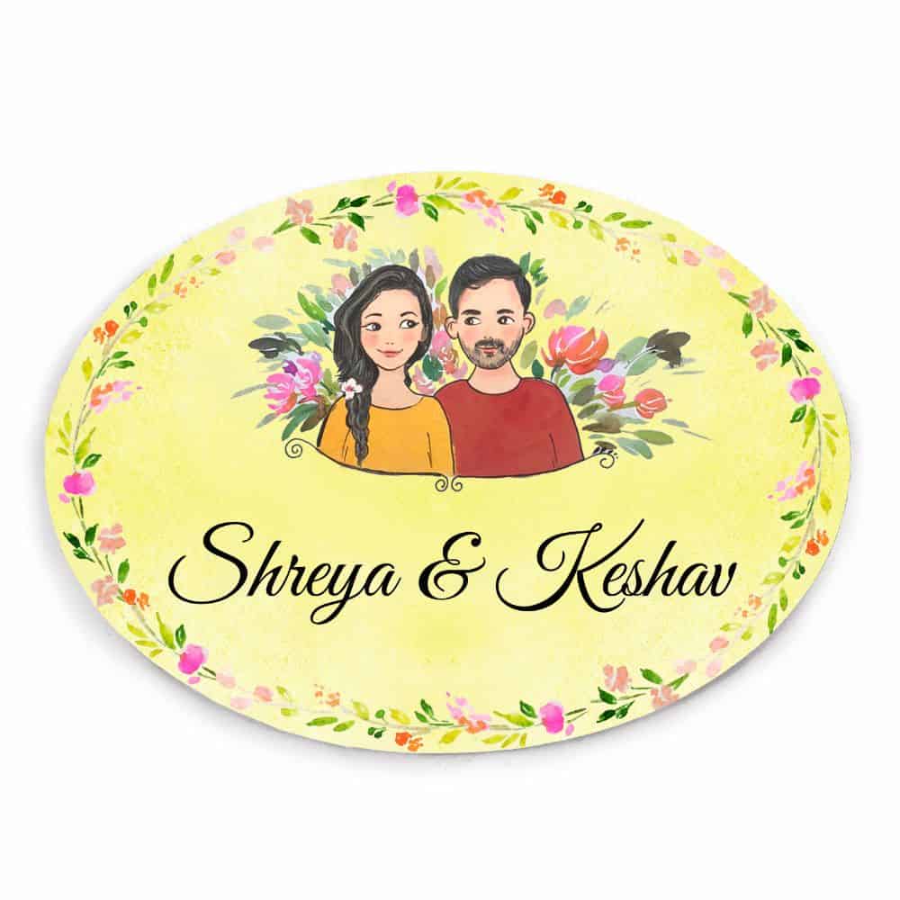 Handpainted Customized Name Plate - Couple together Name Plate - rangreli