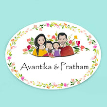 Load image into Gallery viewer, Handpainted Customized Name Plate - Family with two daughters Name Plate
