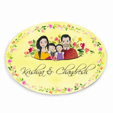 Load image into Gallery viewer, Handpainted Customized Name Plate - Family with two daughters Name Plate
