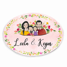 Load image into Gallery viewer, Handpainted Customized Name Plate - Family with two daughters Name Plate
