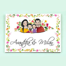 Load image into Gallery viewer, Handpainted Customized Name Plate - Family with two daughters Name Plate
