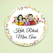 Load image into Gallery viewer, Handpainted Customized Name Plate - Family with two daughters Name Plate
