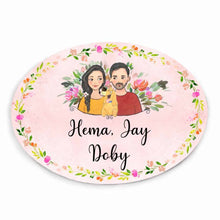 Load image into Gallery viewer, Handpainted Customized Name plate - Couple with Pet Dog Name Plate - rangreli

