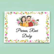 Load image into Gallery viewer, Handpainted Customized Name plate - Couple with Pet Dog Name Plate - rangreli
