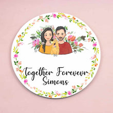 Load image into Gallery viewer, Handpainted Customized Name plate - Couple with Pet Dog Name Plate - rangreli

