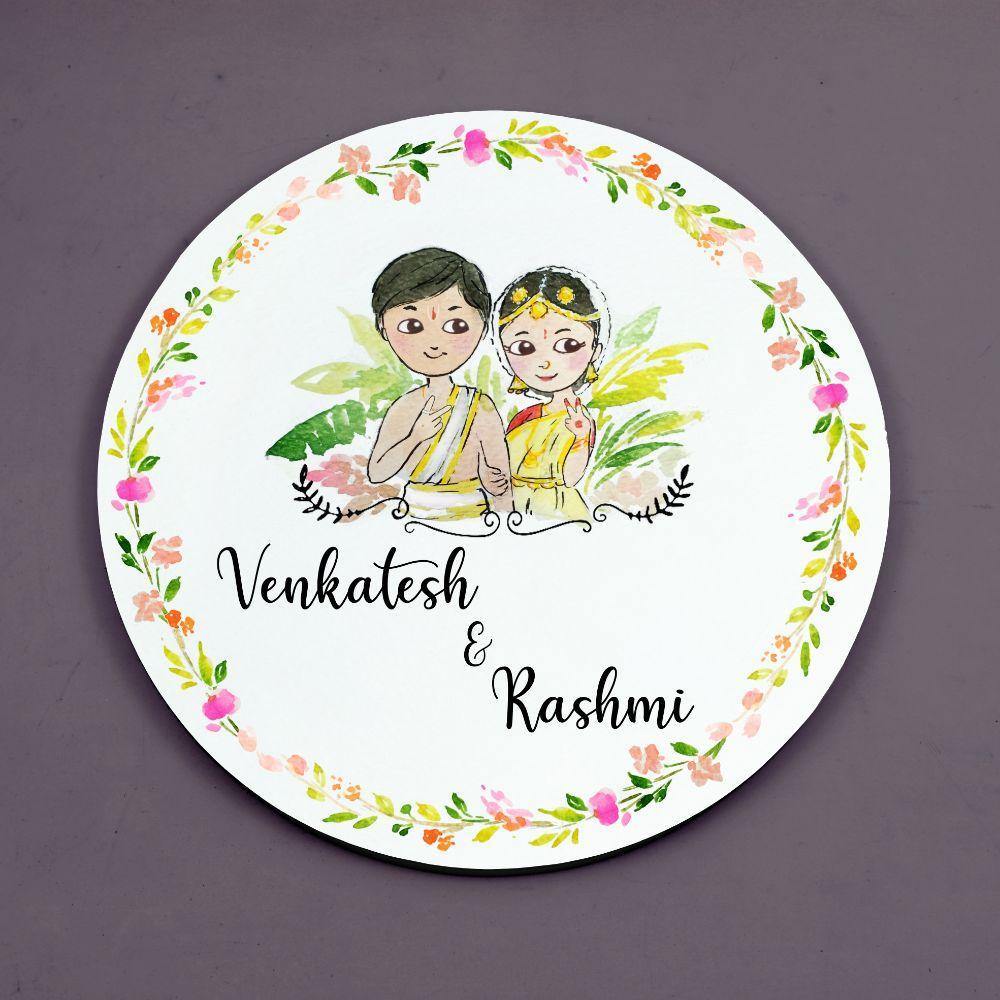 Handpainted Customized Name Plate - Wedding Couple Name Plate
