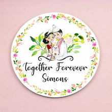 Load image into Gallery viewer, Handpainted Customized Name plate - Bangali Couple with Pet Name Plate - rangreli
